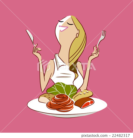 一位聰明的女士愉快地吃午飯 22482317