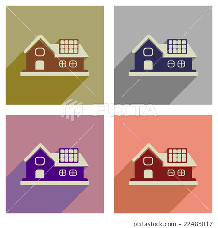 Concept of flat icons with long shadow Eco-house - Stock Illustration ...