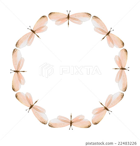 The pattern of butterflies. Round frame 1 22483226
