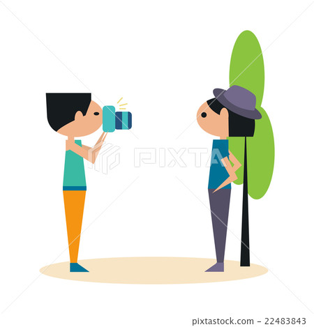 Flat with shadow icon and mobile application - Stock Illustration ...