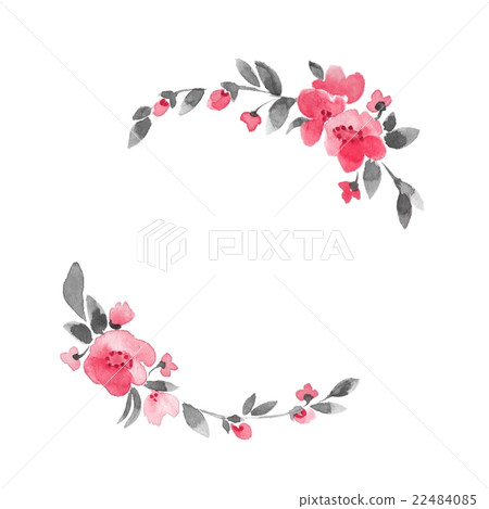 Simple floral wreath. Watercolor flowers 3 22484085