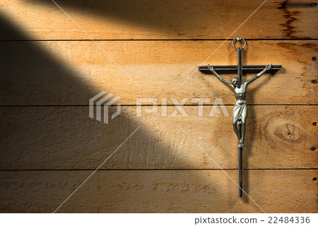 Jesus on Cross - Wooden Background 22484336
