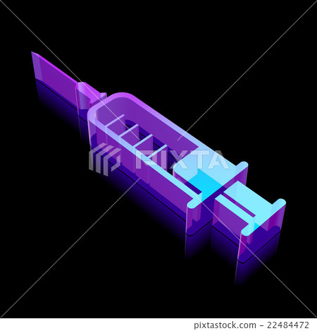 Medicine icon: 3d neon glowing Syringe made of Medicine icon: 3d neon glowing Syringe made of 22484472