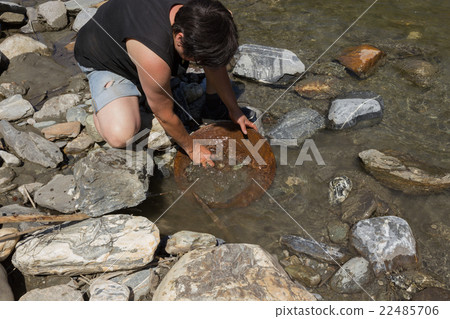 Gold Nugget mining from the River Gold Nugget mining from the River 22485706