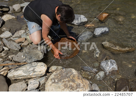 Gold Nugget mining from the River Gold Nugget mining from the River 22485707