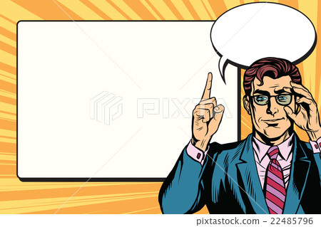 Pop art businessman with frame for text 22485796