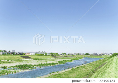 Landscape of the river in Hino City, Tokyo 22490323