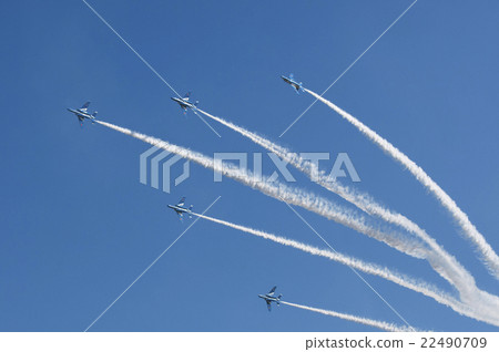 Stock Photo: blue impulse, air plane, aviation festival