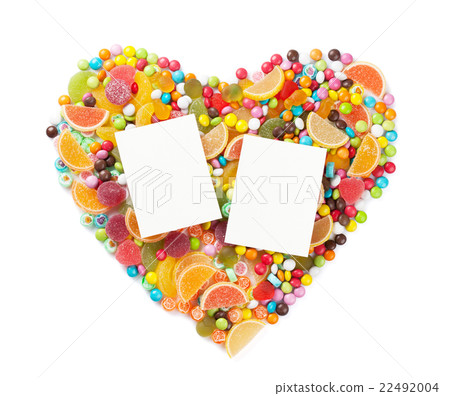 Colorful candies, jelly and marmalade heart Colorful candies, jelly and marmalade heart 22492004