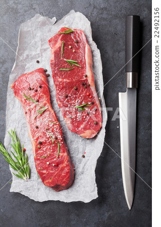 Raw striploin steak Raw striploin steak 22492156