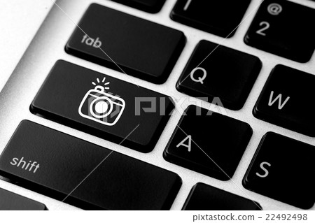 Social media icon on computer keyboard Social media icon on computer keyboard 22492498