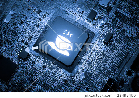 Business e-commerce icon on motherboard Business e-commerce icon on motherboard 22492499