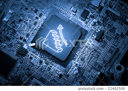 Business e-commerce icon on motherboard Business e-commerce icon on motherboard 22492500