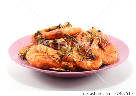 Grilled shrimp isolate on a white background.  22492510