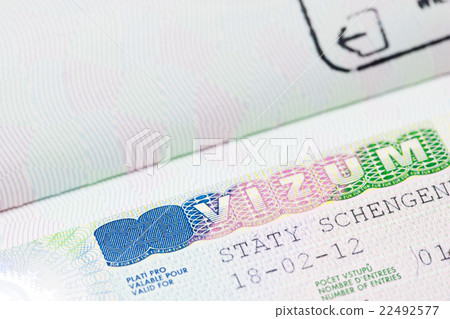 Close up of schengen visa Close up of schengen visa 22492577