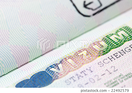 Close up of schengen visa Close up of schengen visa 22492579