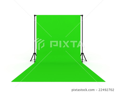 Photo Studio with Green Screen a isolated on white Photo Studio with Green Screen a isolated on white 22492702