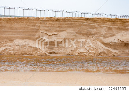 Sand dune collapse down to a small canal revealed 22493365