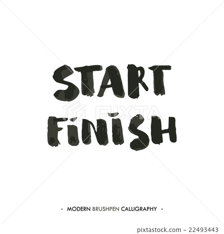 Start and Finish words painted with brush in - Stock Illustration ...