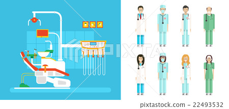 set of dental office with dental chair, medical 22493532