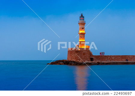 Night Lighthouse in old harbour, Chania, Crete 22493697