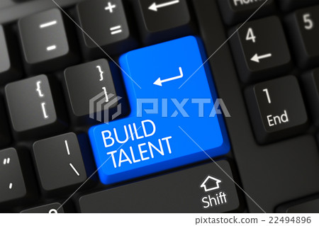 Keyboard with Blue Key - Build Talent. 22494896