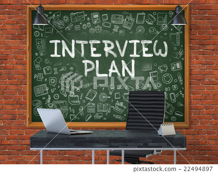 Hand Drawn Interview Plan on Office Chalkboard. Hand Drawn Interview Plan on Office Chalkboard. 22494897