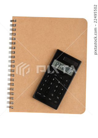 Calculator on book with spiral wire front cover Calculator on book with spiral wire front cover 22495502