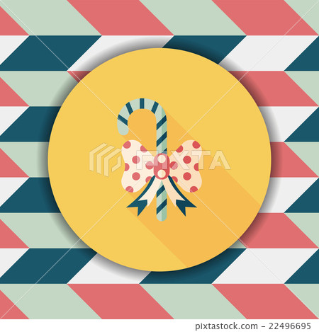Christmas candy cane flat icon with long... - Stock Illustration ...