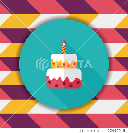 birthday cake flat icon with long shadow,eps10 - Stock Illustration ...
