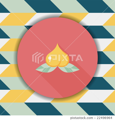 Chinese New Year peaches of immortality flat icon wtih long shad Chinese New Year peaches of immortality flat icon wtih long shad 22496964