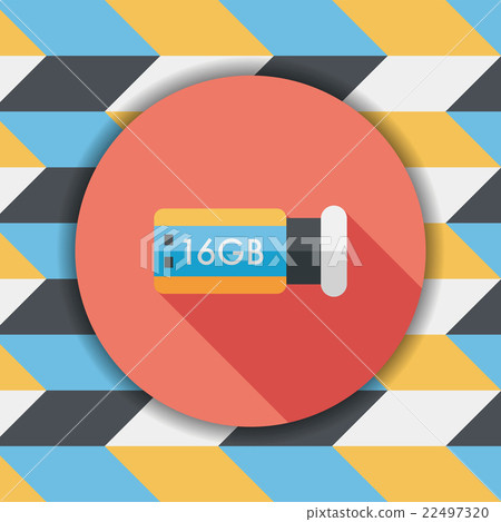 Usb flash memory flat icon with long shadow,eps10 22497320