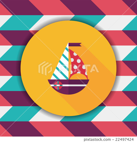 Sailboat flat icon with long shadow,eps10 Sailboat flat icon with long shadow,eps10 22497424