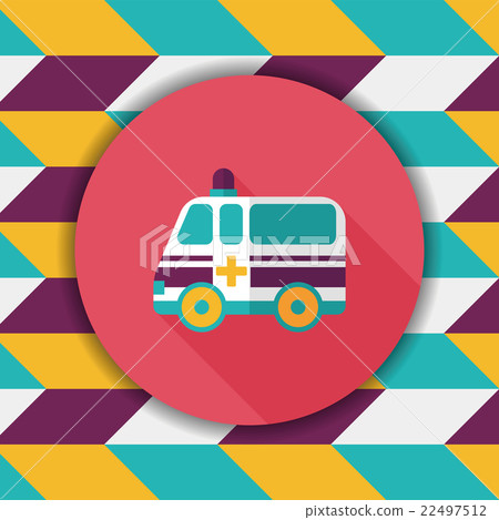 ambulance car flat icon with long shadow,eps10 - Stock Illustration ...