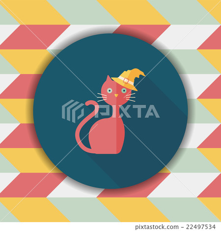 Evil cat flat icon with long shadow,eps10 Evil cat flat icon with long shadow,eps10 22497534