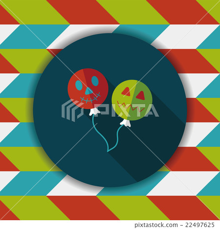Halloween balloons flat icon with long... - Stock Illustration ...