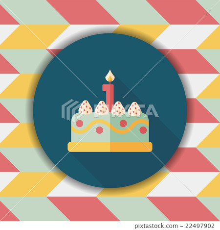 birthday cake flat icon with long shadow,eps10 - Stock Illustration ...