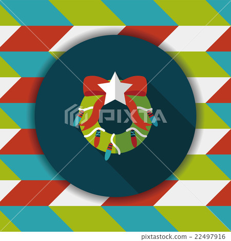 Christmas Holly Wreath flat icon with long shadow,eps10 Christmas Holly Wreath flat icon with long shadow,eps10 22497916