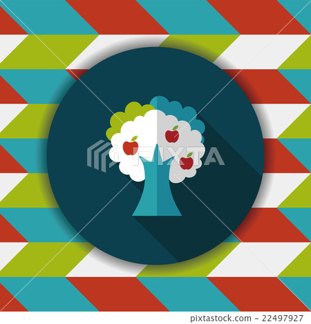 apple tree flat icon with long shadow,eps10 - Stock Illustration ...