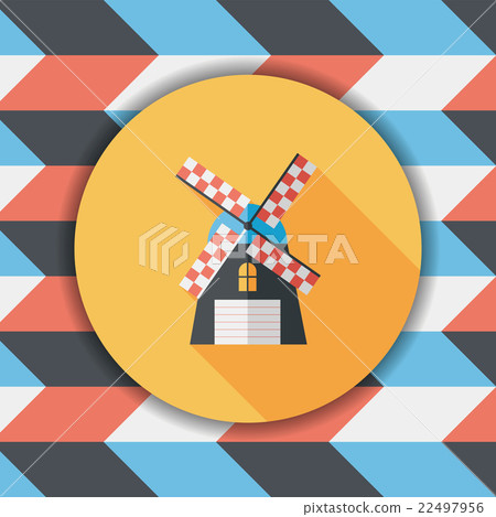 windmill flat icon with long shadow,eps10 - Stock Illustration ...