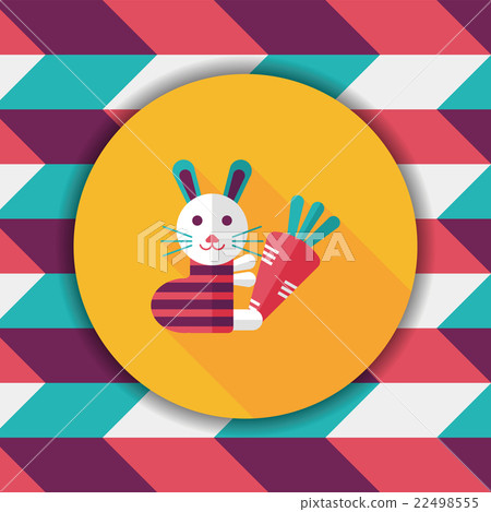 Rabbit with carrot flat icon with long shadow,eps 10 22498555