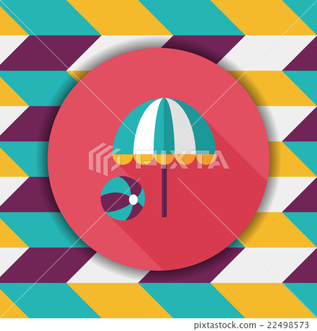 beach umbrella with ball flat icon with long shadow,eps10 22498573
