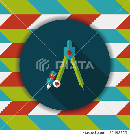 Compass Pencil flat icon with long shadow,eps10 - Stock Illustration ...
