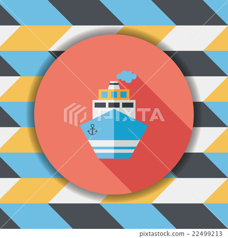 Transportation ship flat icon with long... - Stock Illustration ...