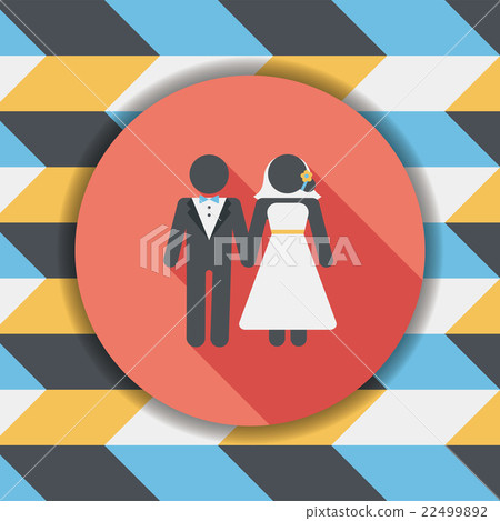 wedding couple flat icon with long shadow,eps10 22499892