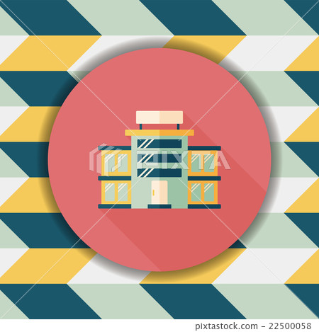 Commercial Building flat icon with long... - Stock Illustration ...