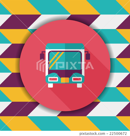 Transportation bus flat icon with long shadow Transportation bus flat icon with long shadow 22500672