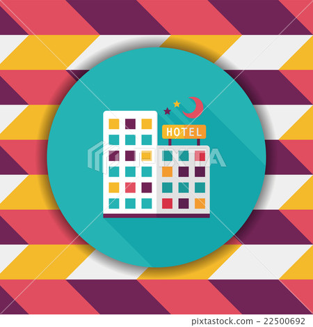 Hotel flat icon with long shadow Hotel flat icon with long shadow 22500692
