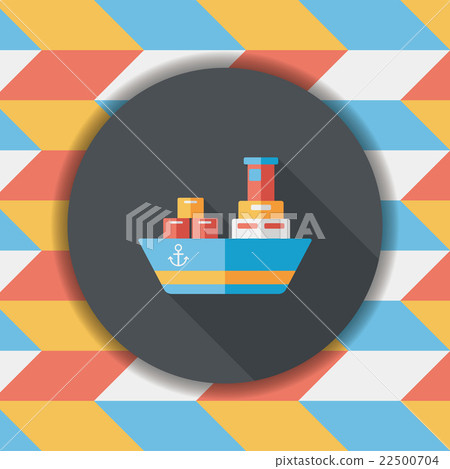 Transportation Container ship flat icon with... - Stock Illustration ...