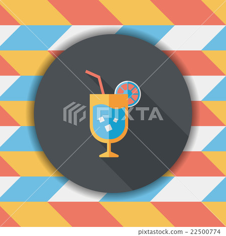 cocktail flat icon with long shadow - Stock Illustration [22500774] - PIXTA